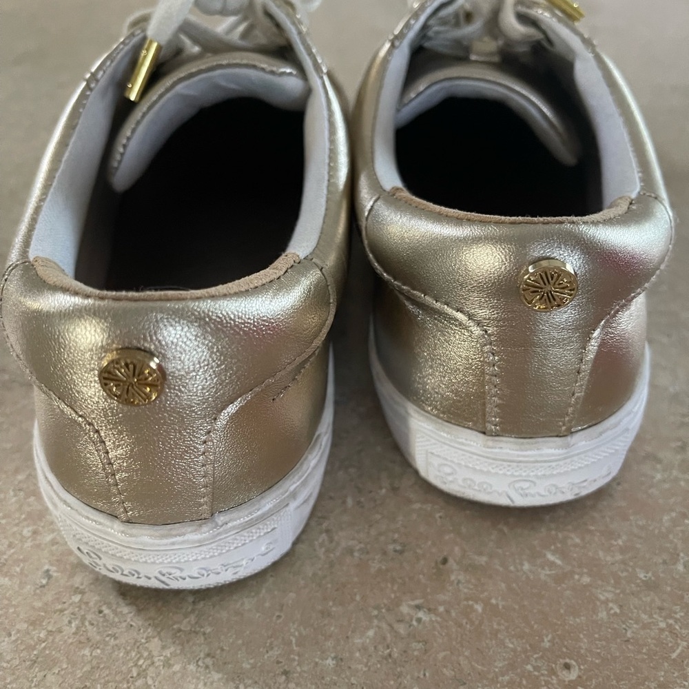 Lilly Pulitzer Gold Sneakers with White Laces - Picture 3 of 5